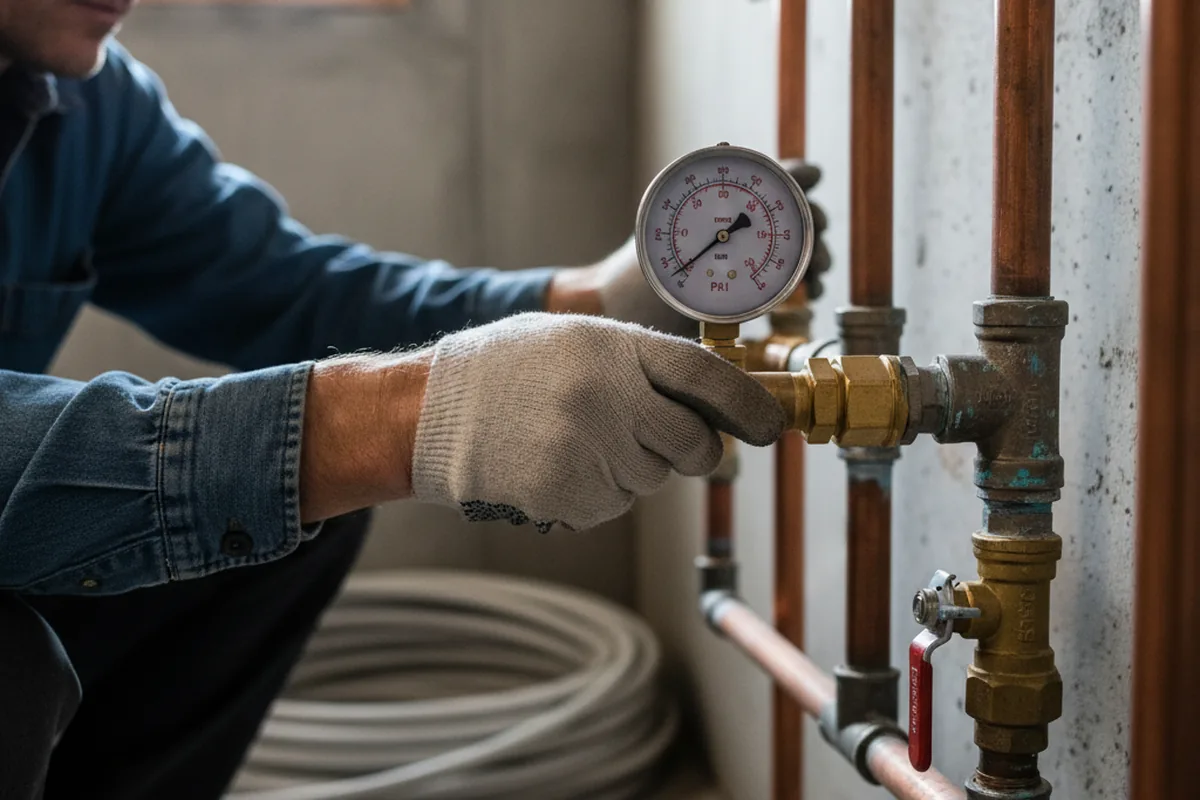 Pressure testing a repaired line during Water Line Repair in Prospect